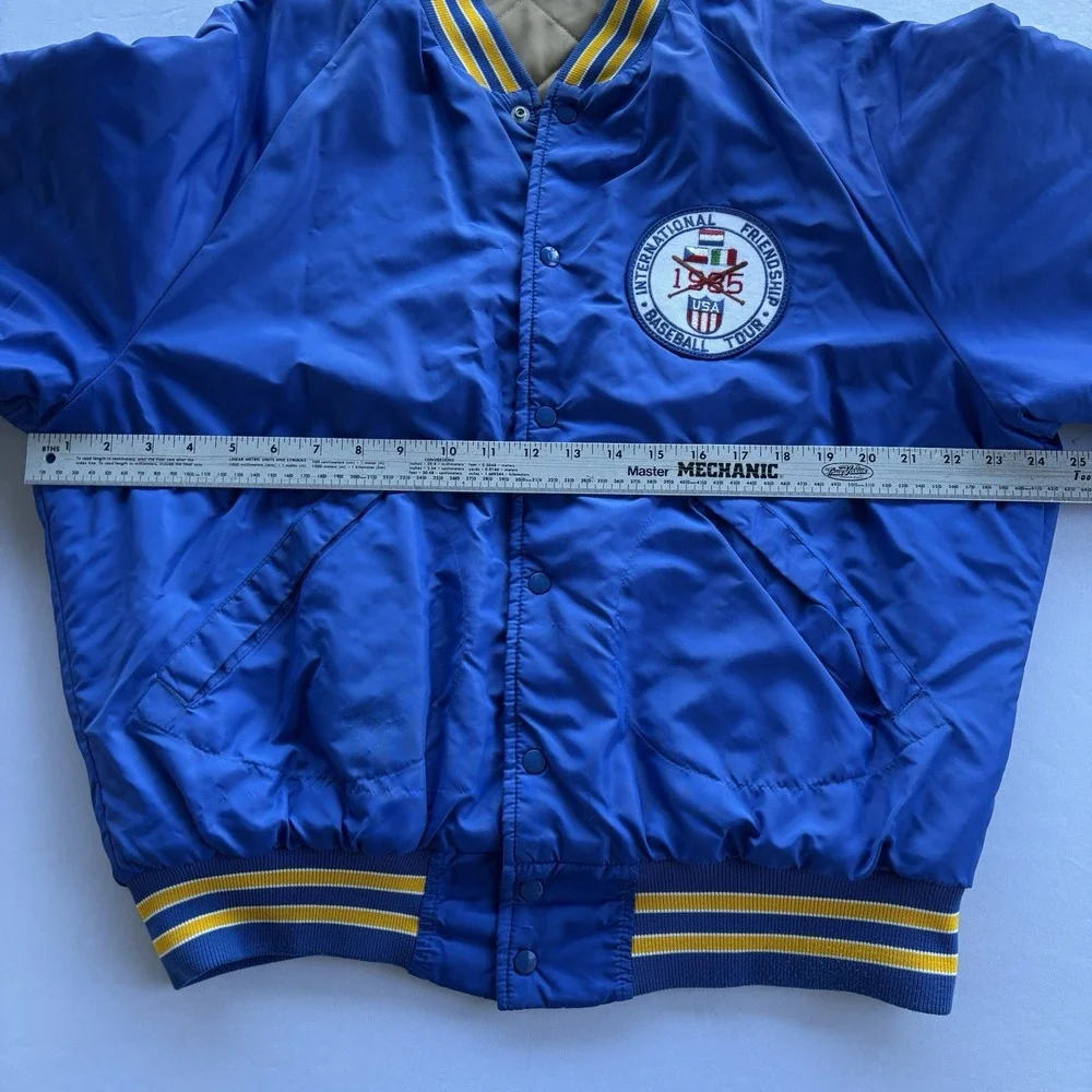 Vintage 1985 Dunbrooke Pla-Jac International‎ Friendship Baseball Tour Jacket Lg